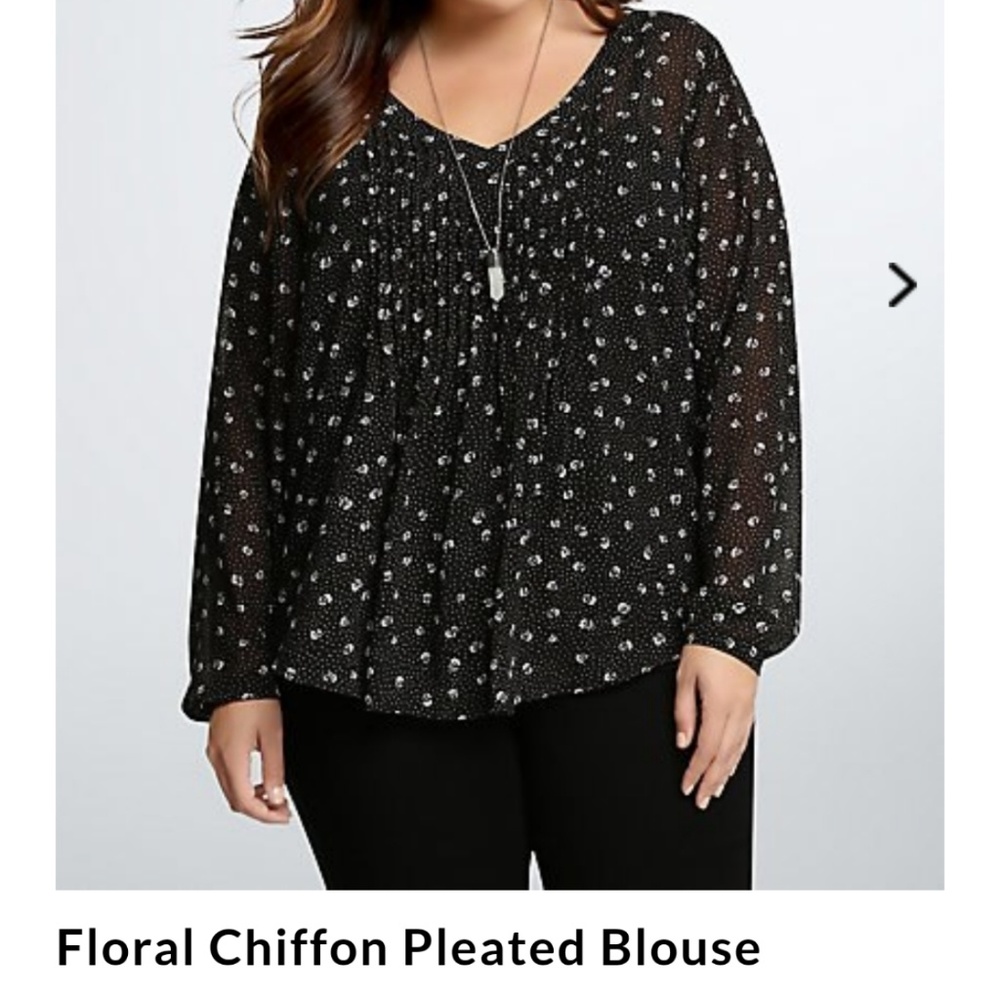 Torrid Floral Chiffon Pleated Blouse